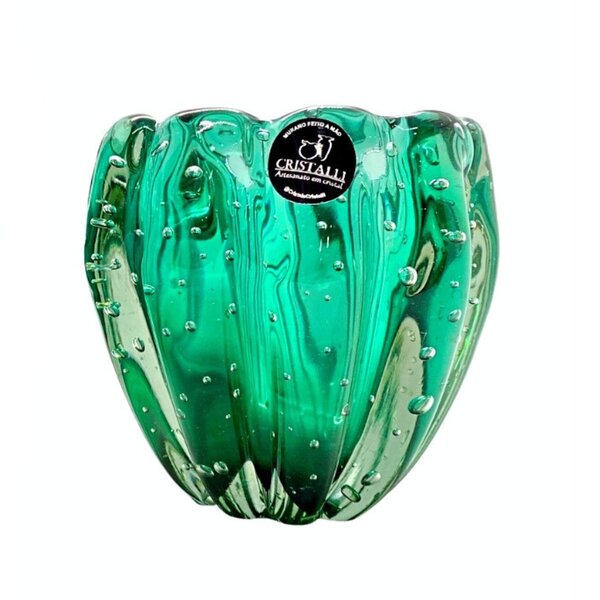 Vaso Decorativo De Cristal Murano Make Verde Pequeno