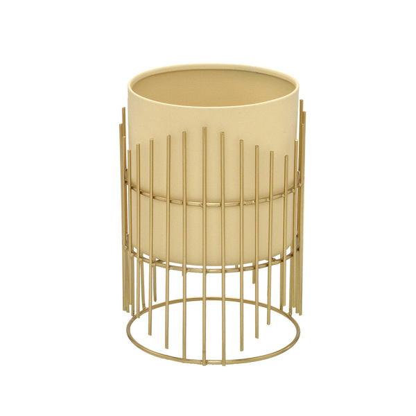 Vaso Decorativo De Metal Com Suporte Dourado 24cm