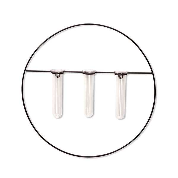 Vaso Decorativo De Parede Em Vidro E Metal Preto 34x2cm - D'r