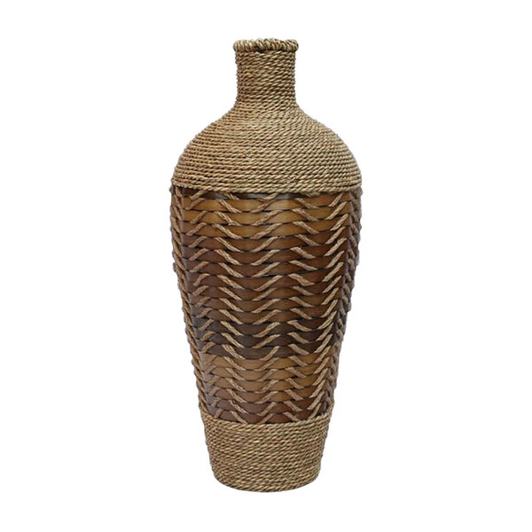Vaso Decorativo De Rattan E Palha Natural 62cm Fm0241 Btc