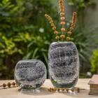 Vaso Decorativo De Vidro Bolhas Preto 19 5cm Rod0013 Btc