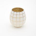 Vaso Decorativo de Vidro Branco e Dourado Little Squares 14x1