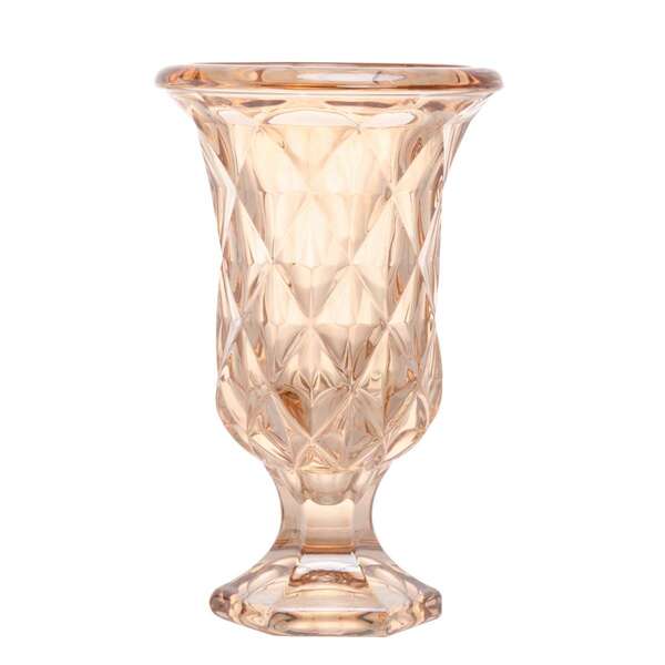 Vaso Decorativo De Vidro C/pé Diamond Âmbar Metalizado 24x15c