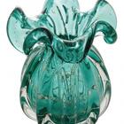 Vaso Decorativo De Vidro Italy Tiffany E Dourado 17cm - Lyor