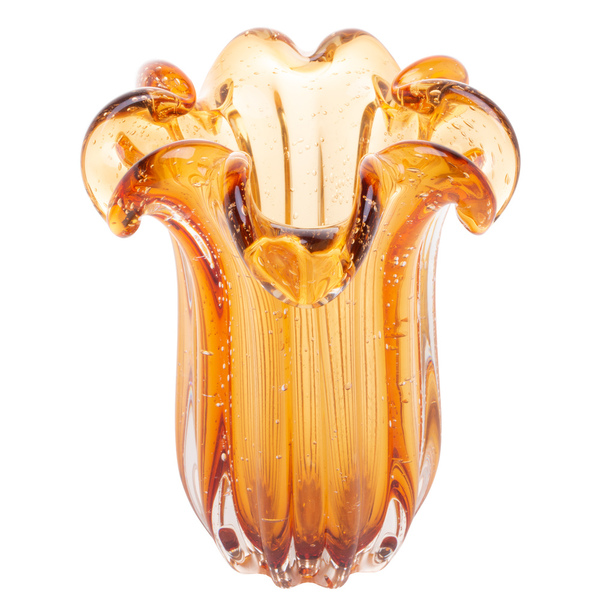 Vaso Decorativo De Vidro Murano Italy Âmbar 24x19cm Wolff