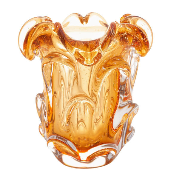 Vaso Decorativo De Vidro Murano Lyor Italy - Âmbar 16cm