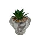 Vaso Decorativo De Vidro Trabalhado Com Suculenta Artificial