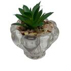 Vaso Decorativo De Vidro Trabalhado Com Suculenta Artificial
