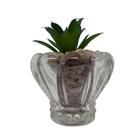 Vaso Decorativo De Vidro Trabalhado Com Suculenta Artificial