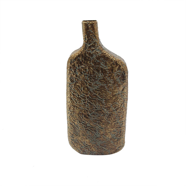 Vaso Decorativo Em Metal Dourado Envelhecido 84cm Cr0162 Btc