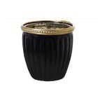 Vaso Decorativo Em Vidro Preto Com Dourado 9x8 5x8 5cm  - D'r