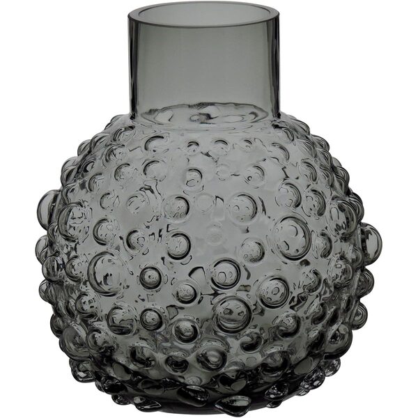 Vaso Decorativo Enfeite 18x16x16cm Vidro Cinza