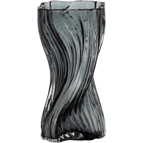 Vaso Decorativo Enfeite 25x15x14cm Vidro Cinza