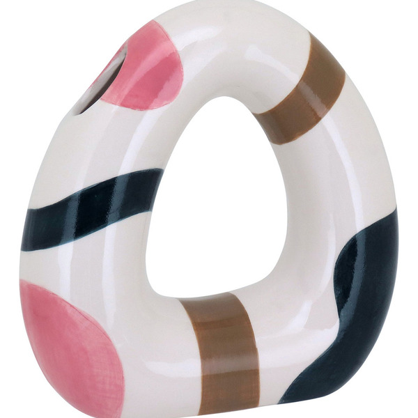 Vaso Decorativo Enfeite Casa Cerâmica 19x18x18cm Colorido