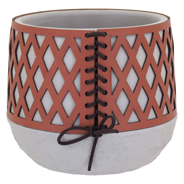 Vaso Decorativo Enfeite Casa Cimento 18x14x14cm Marrom Cachepô