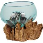 Vaso Decorativo Enfeite Casa Escorrido Home&co Vidro E Madeir