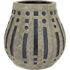 Vaso Decorativo Enfeite Casa Resina 34x30x30cm Cinza