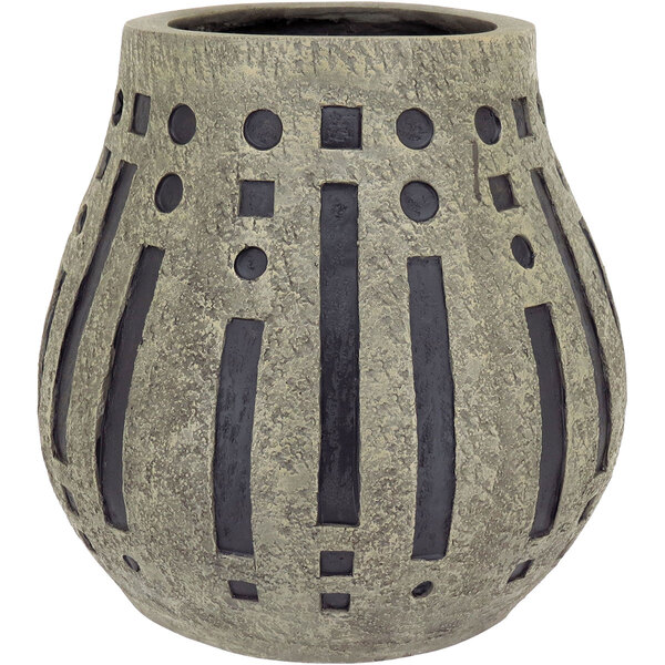 Vaso Decorativo Enfeite Casa Resina 34x30x30cm Cinza