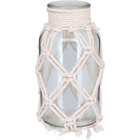 Vaso Decorativo Enfeite Casa Trama Algodão Vidro 16x9x9cm