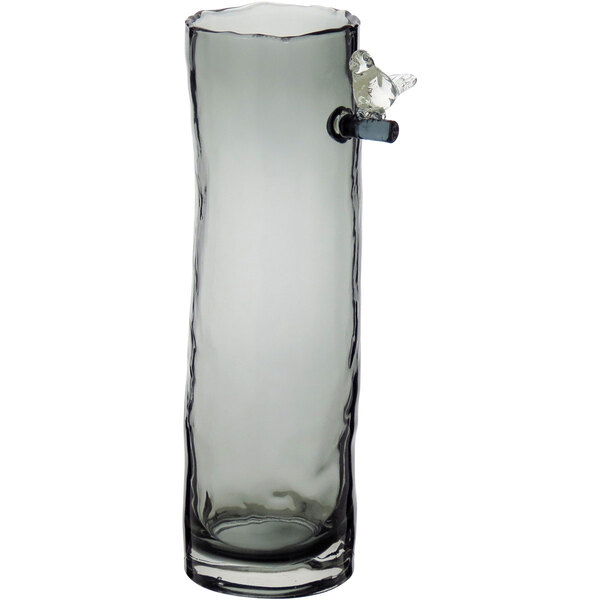 Vaso Decorativo Enfeite Casa Vidro 32x9x13cm Cinza