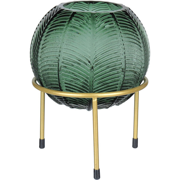 Vaso Decorativo Folhas Home&co Com Suporte Metal Vidro 21x15x