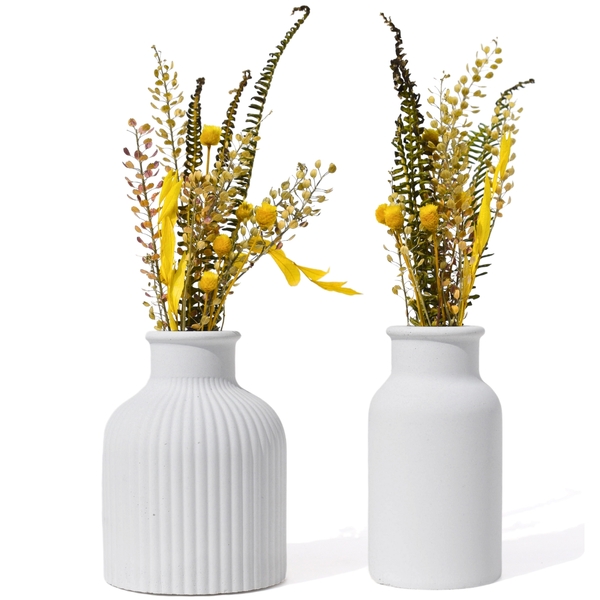 Vaso Decorativo Garrafa Conjunto 2 Pçs Artesanal Com Flor Seca