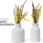 Vaso Decorativo Garrafa Conjunto 2 Pçs Artesanal Com Flor Seca