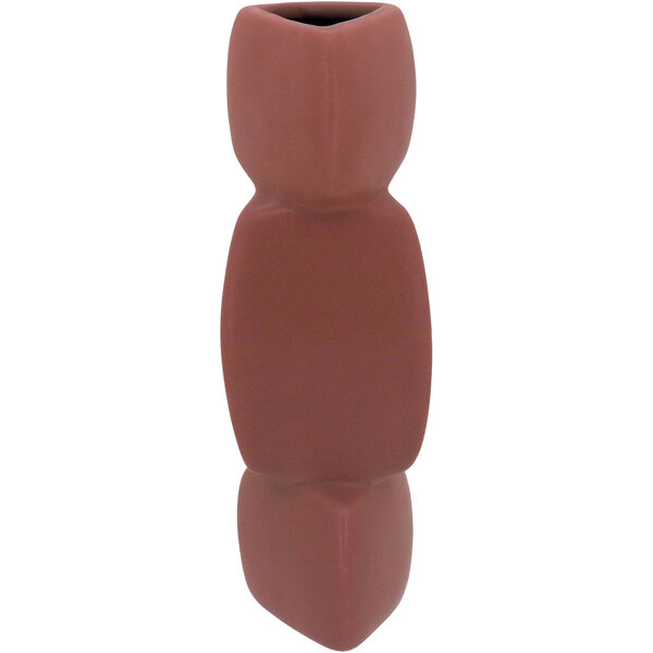 Vaso Decorativo Geométrico Home&co Cerâmica 21x7x7cm Marrom