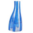 Vaso Decorativo Listrado Vidro  Azul 32cm - A\casa