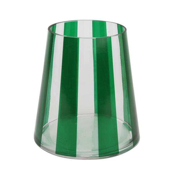Vaso Decorativo Listrado Vidro Verde 13cm - A\casa
