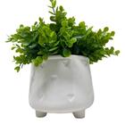 Vaso Decorativo Neutro De Cerâmica Com Corações Trabalhado