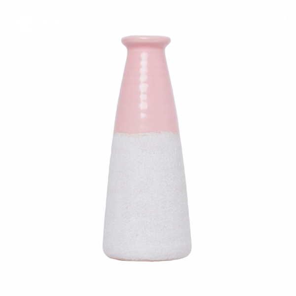 Vaso Decorativo Porcelana Rosa/cinza 8x18cm