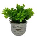 Vaso Decorativo Prata De Cerâmica Com Planta Artificial