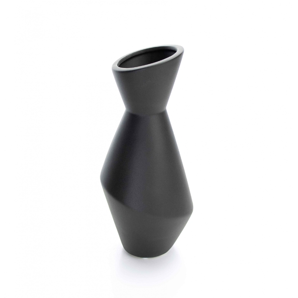 Vaso Decorativo Preto Em Cerâmica 26x12 Cm - D'rossi