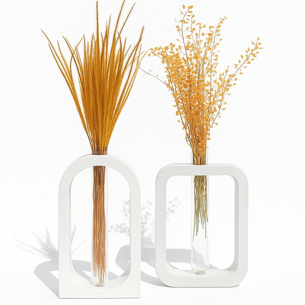 Vaso Decorativo Retangular E Janela 2 Pçs Conjunto Decoração