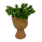 Vaso Decorativo Rosto De Mulher Em Porcelana Com Planta