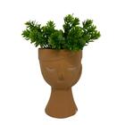 Vaso Decorativo Rosto De Mulher Em Porcelana Com Planta