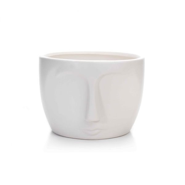 Vaso Decorativo Rosto Em Cerâmica Branco 11x15 5 Cm - D'rossi