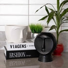 Vaso Decorativo Rosto Em Cêramica Preto 18x14 Cm - Indo Decor