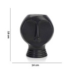 Vaso Decorativo Rosto Em Cêramica Preto 18x14 Cm - Indo Decor