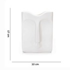 Vaso Decorativo Rosto Em Cerâmica Retangular Branco 17x10 Cm