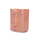 Vaso Decorativo Rosto Em Cerâmica Retangular Pêssego 17x10 Cm