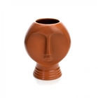 Vaso Decorativo Rosto Em Cerâmica Terracota 18x14 Cm   - D'ro