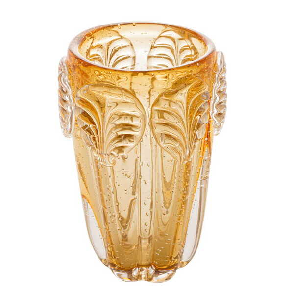 Vaso Decorativo Vidro Leaf Âmbar 20 5cm 1555 Lyor
