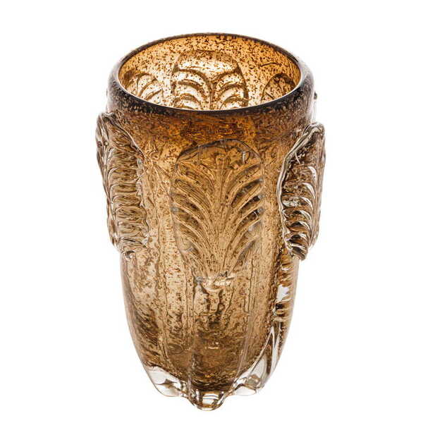 Vaso Decorativo Vidro Leaf Marrom 25cm 1554 Lyor