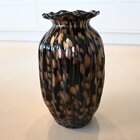 Vaso Decorativo Vidro Preto Com Rosê 17x17x28cm Preto Com Rosê