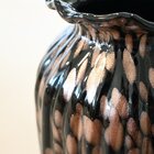 Vaso Decorativo Vidro Preto Com Rosê 17x17x28cm Preto Com Rosê