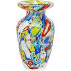 Vaso Decorativo Vitral Em Vidro Multicol Sala Luxo 14x8cm