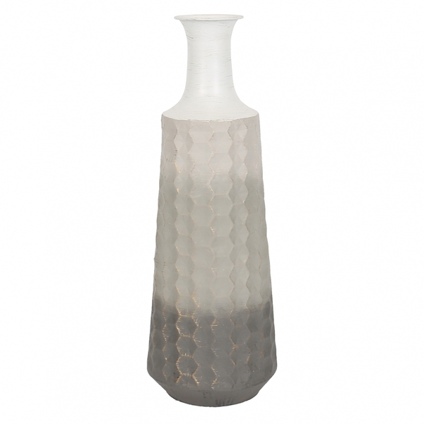 Vaso Em Metal Degrade Branco E Cinza