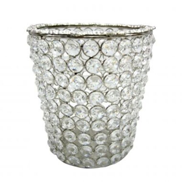 Vaso Em Metal E Cristal Transparente 20cm X 20cm X 5cm